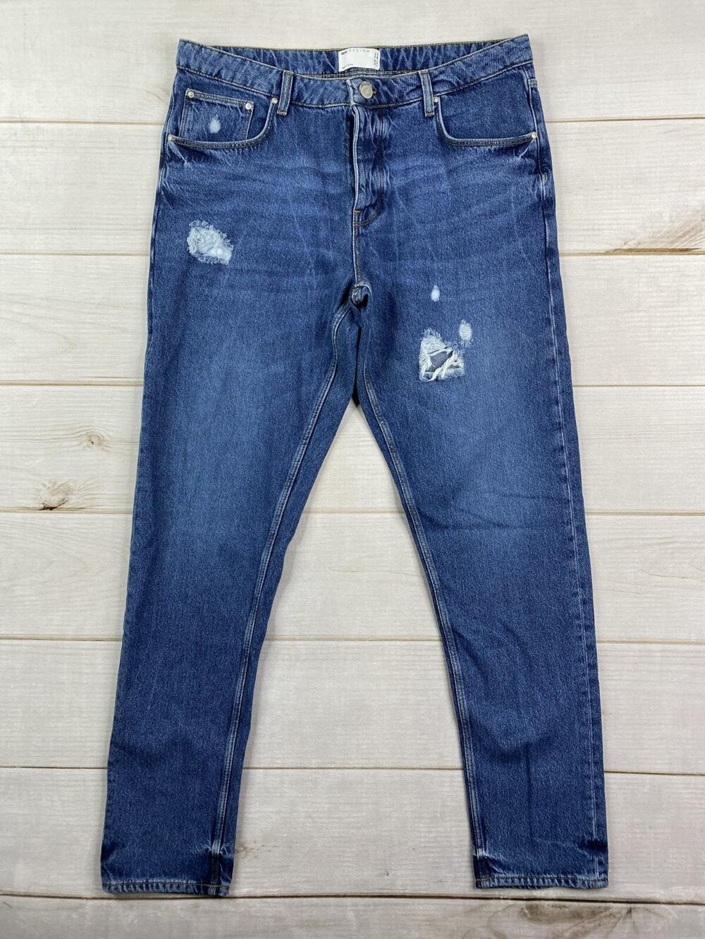 ASOS Design Mens Jeans Size 36X34 Skinny Slim Leg Denim Distressed Dark Wash